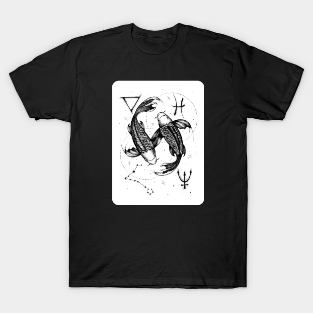 Pisces zodiac sign with symbols T-Shirt by EWART